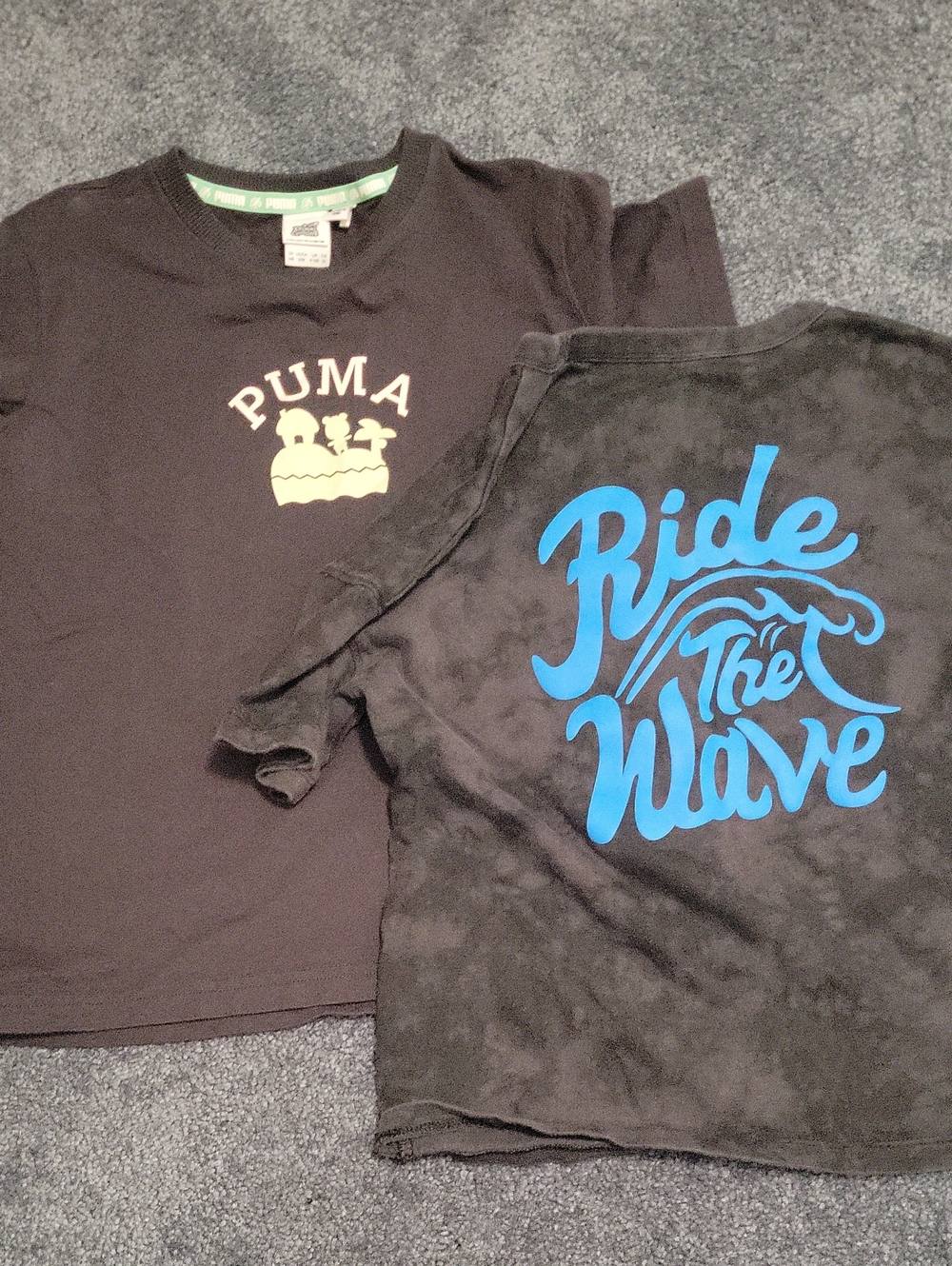 Puma Black Tees with Cream Logo & Bright Blue 'Ride the Wave' Graphic